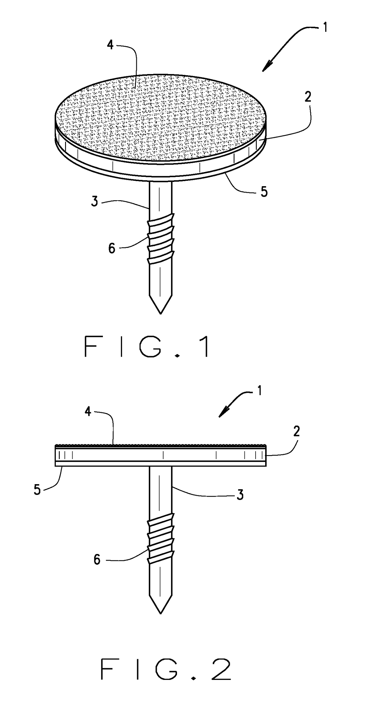 Waterproof nail and screw with enlarged head and protective gasket