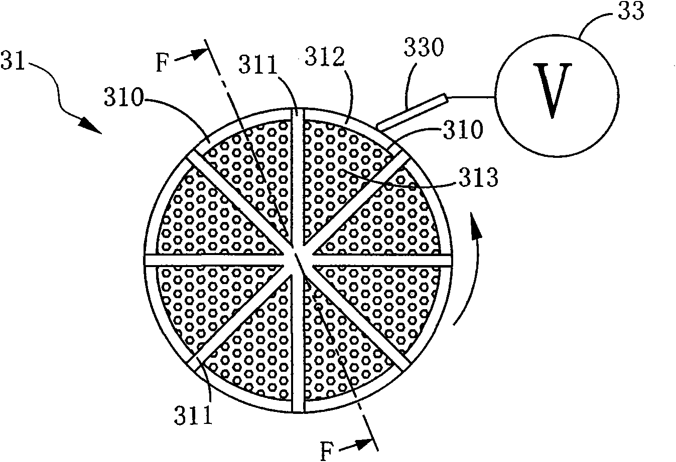 Low energy consumption desorption device and dehumidifying device thereof