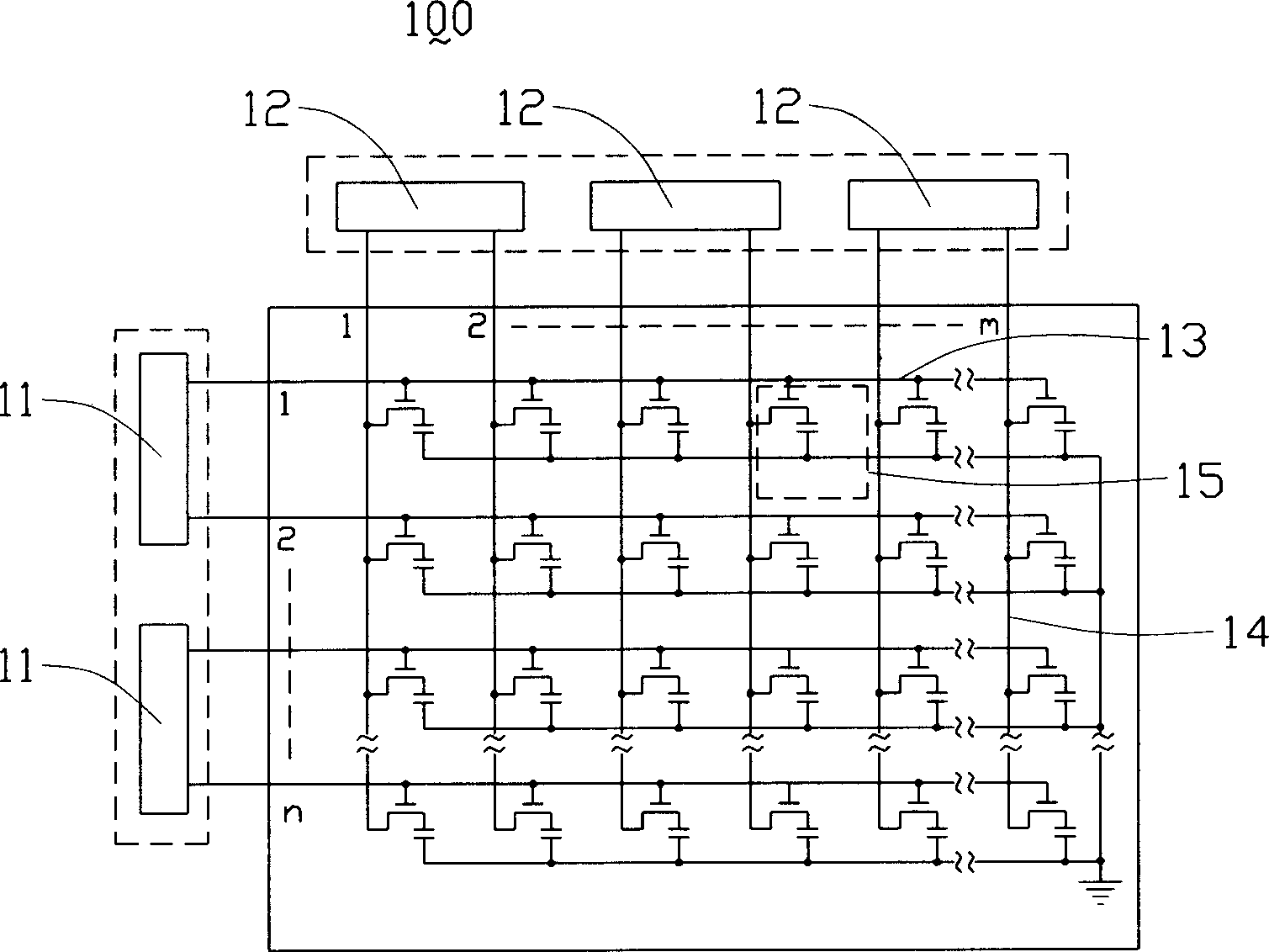 LCD faceplate of active matrix, and driving method