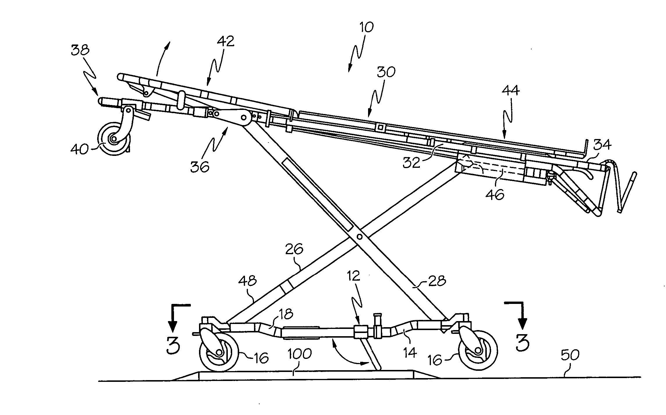 Ambulance cot with kickstand