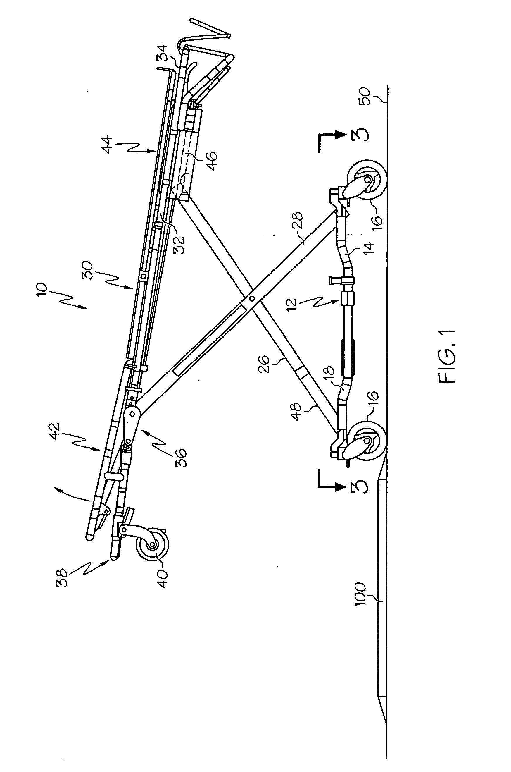 Ambulance cot with kickstand