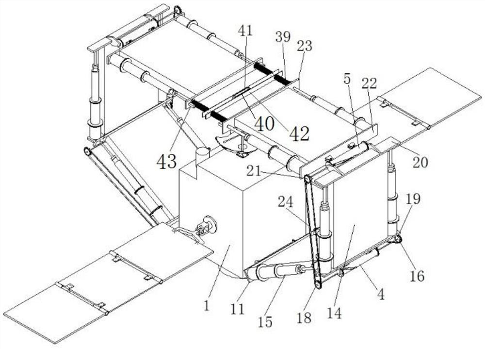 Satellite flexible repeatable folding and unfolding defense device for resisting physical impact