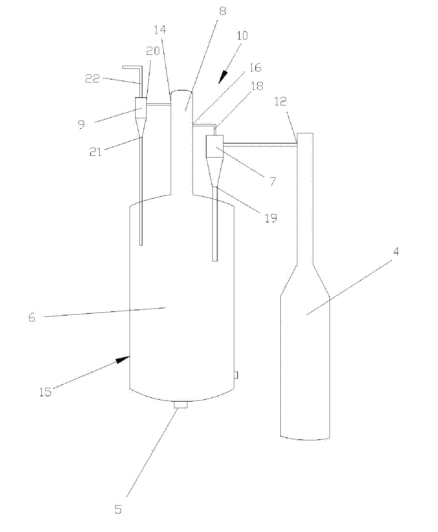 Separation device for use in fluidized bed reactor, reaction regeneration apparatus and process for preparing olefins, and process for preparing aromatic hydrocarbons