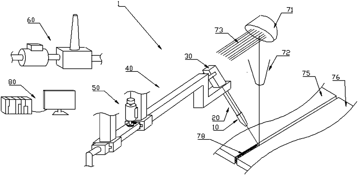 Laser welding automatic following protective gas jetting blowing system