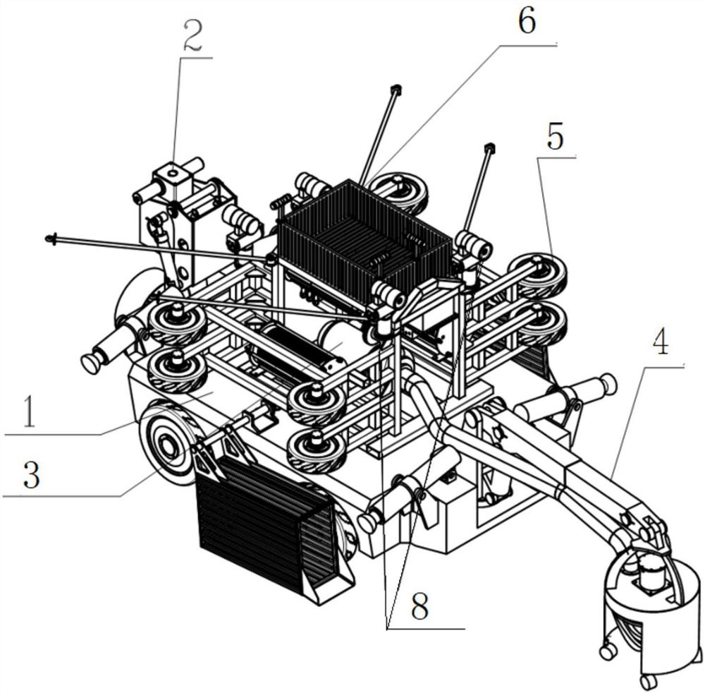 Propeller driven left and right swinging twist suction dredging robot with self-correcting function