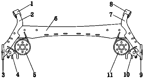 U-shaped variable cross-section rear torsion beam assembly