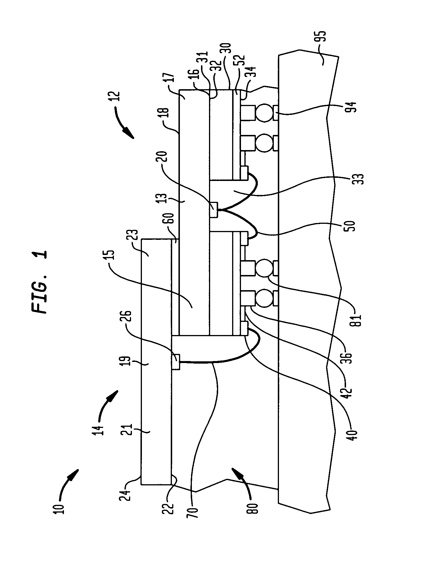 Stacked microelectronic assemblies with central contacts