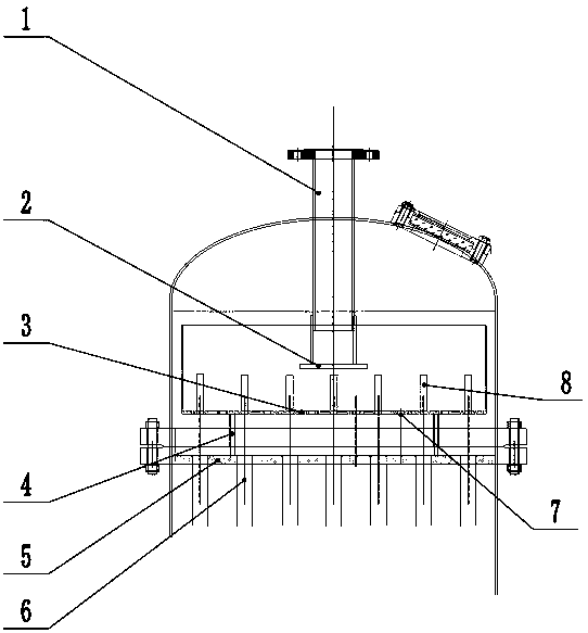 Falling-film material distributor and falling-film evaporation heater with falling-film material distributor