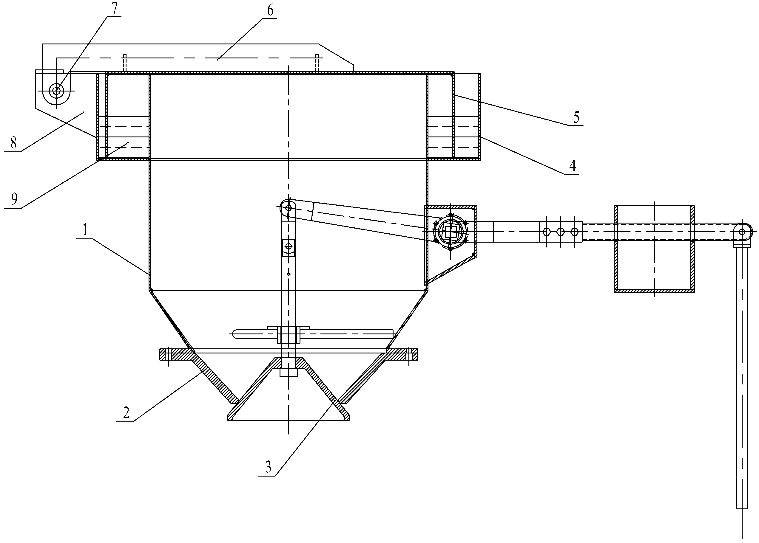 Water sealing type cover plate device in coal bearing device of coal gas producer