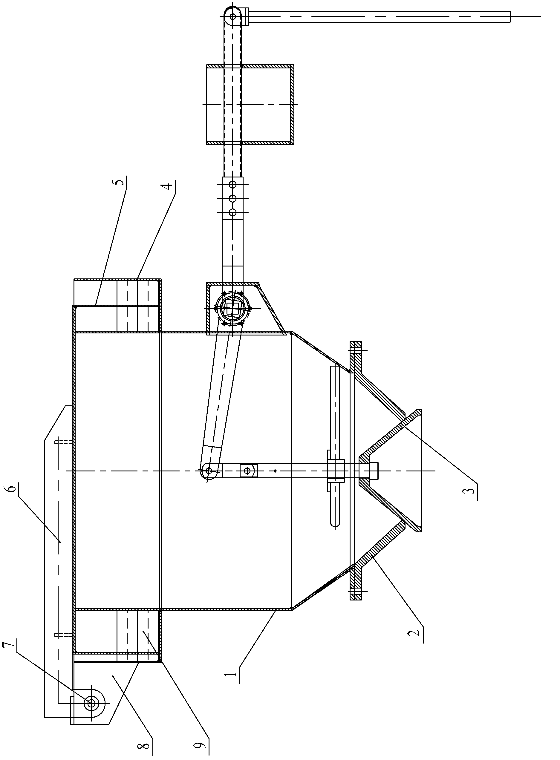 Water sealing type cover plate device in coal bearing device of coal gas producer