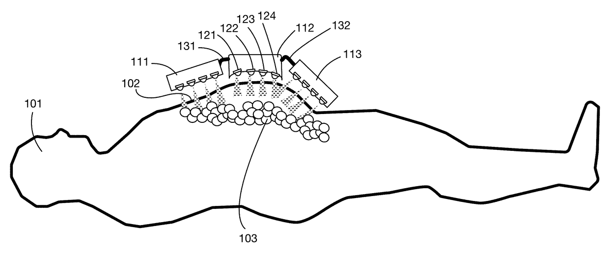 LED matrix for subcutaneous fat reduction with an efficient cooling surface