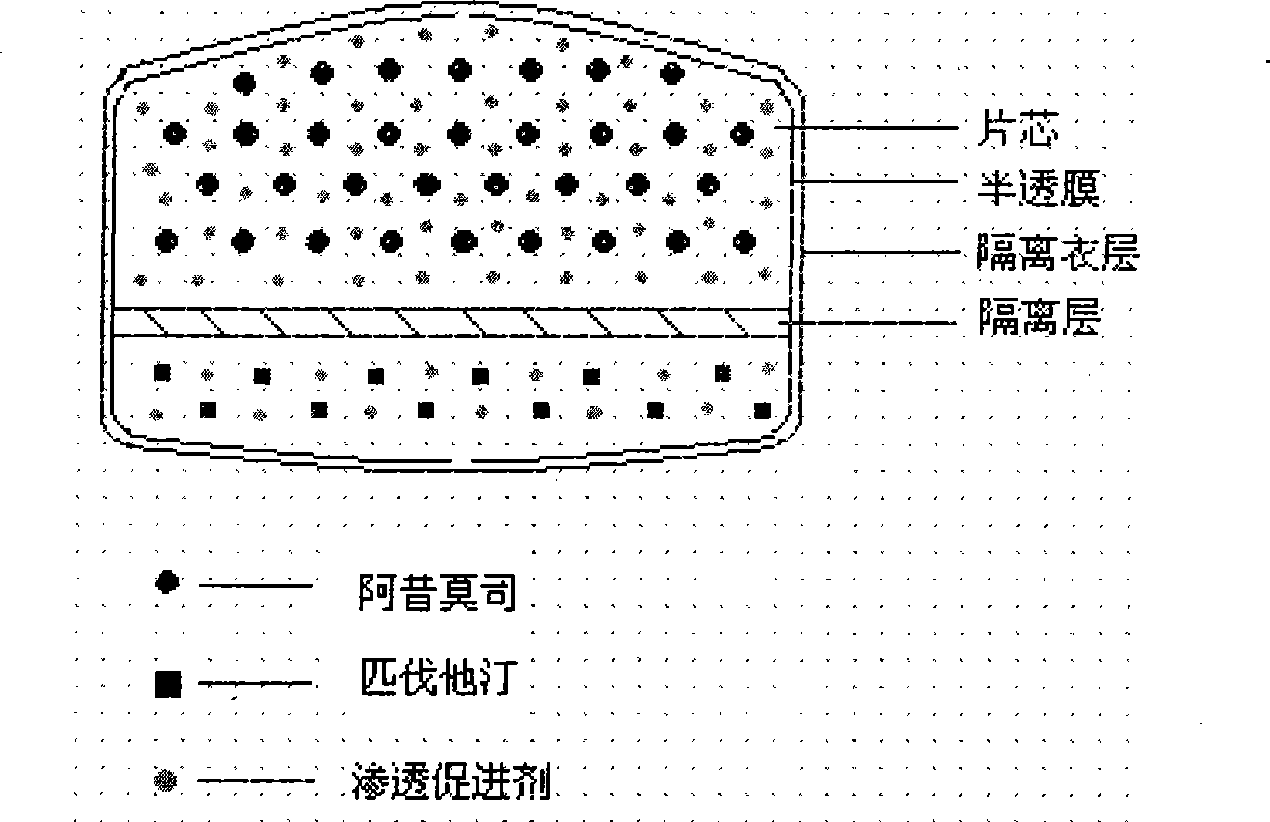 Osmotic pump preparation composition for treating hyperlipemia