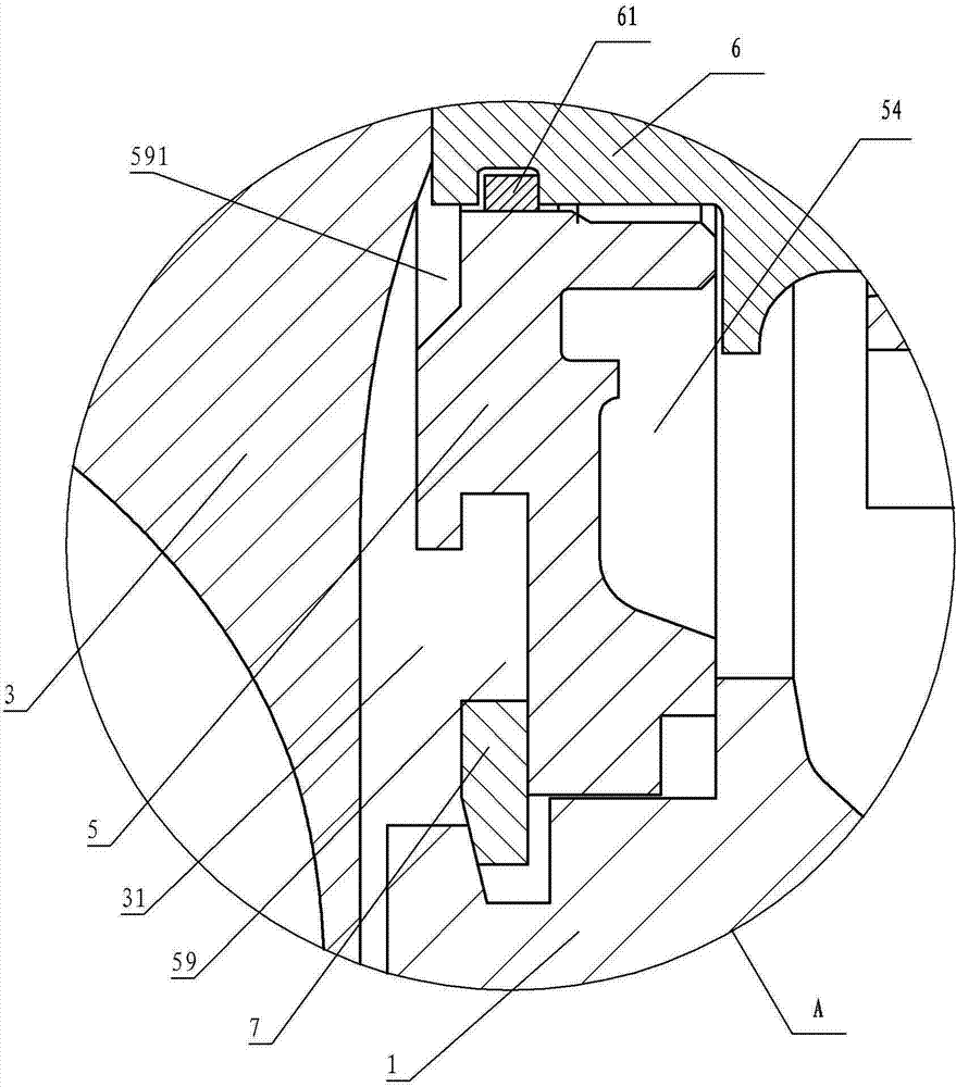 Gas compressor end sealing structure of turbocharger