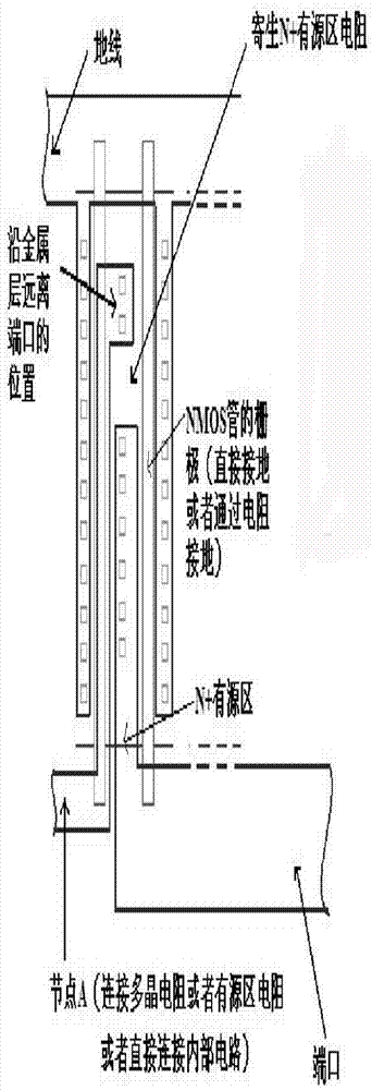 ESD protection circuit structure of silicon-gate MOS integrated circuit