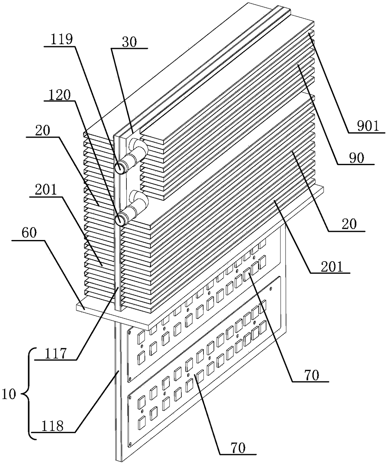 Air-cooled liquid-cooled combined thermally superconducting plate radiator