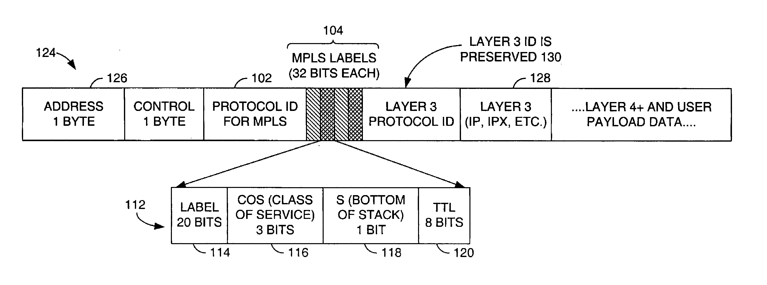 Technique for multiprotocol transport using MPLS (multi-protocol label switching)