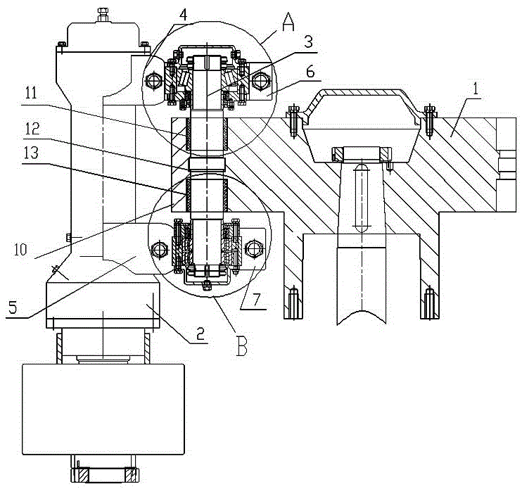 Vertical type powder mill with two swinging devices