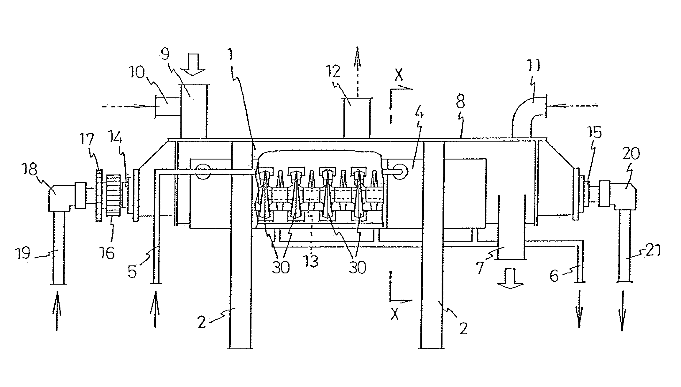 Heat exchange device for powder and granular material, and method for manufacturing the same