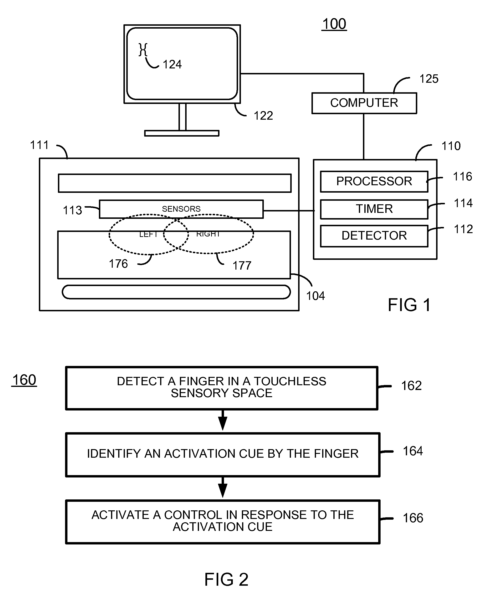 Method and system for activating a touchless control