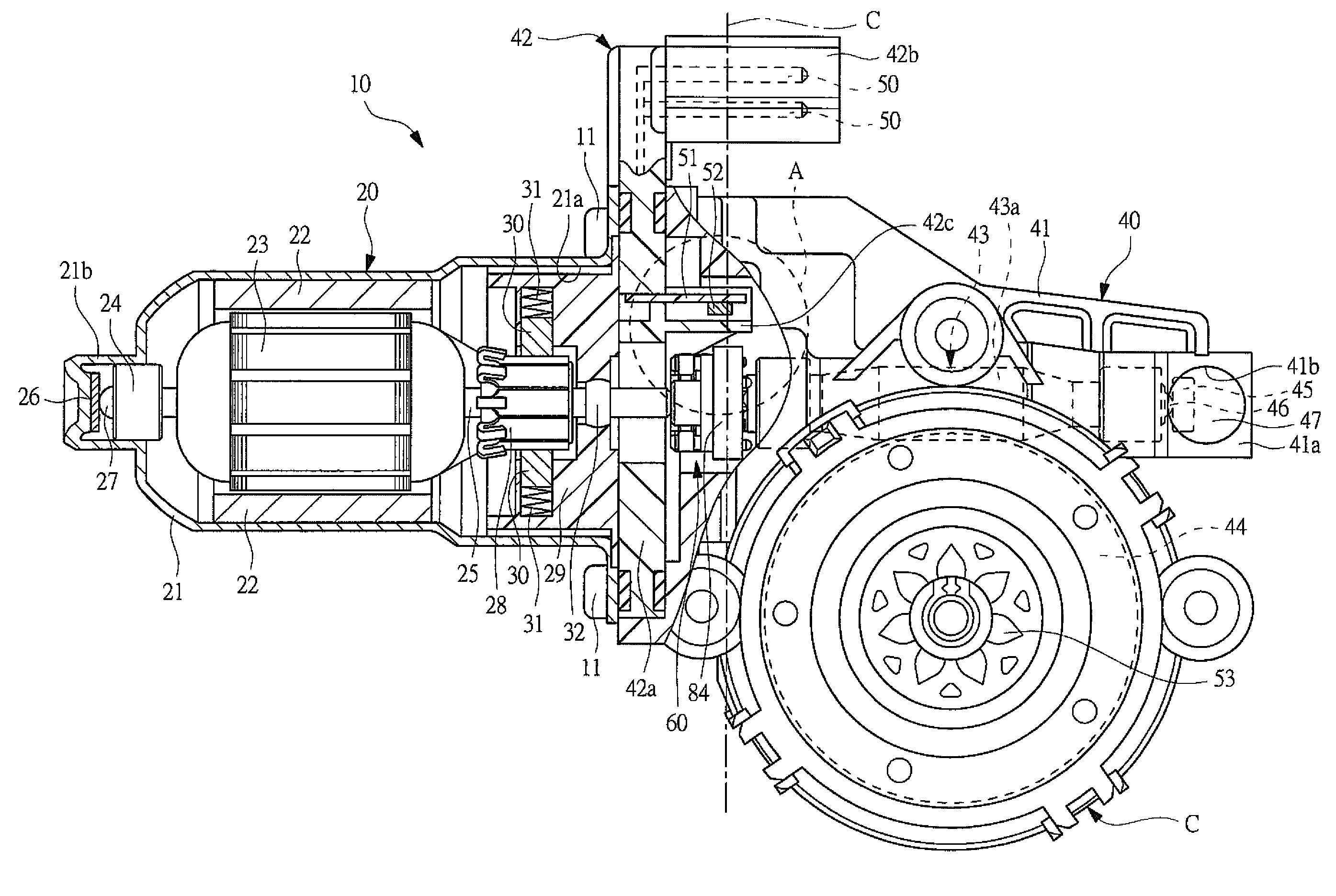 Motor with speed reduction mechanism capable of absorbing axial deviation between armature shaft and worm shaft