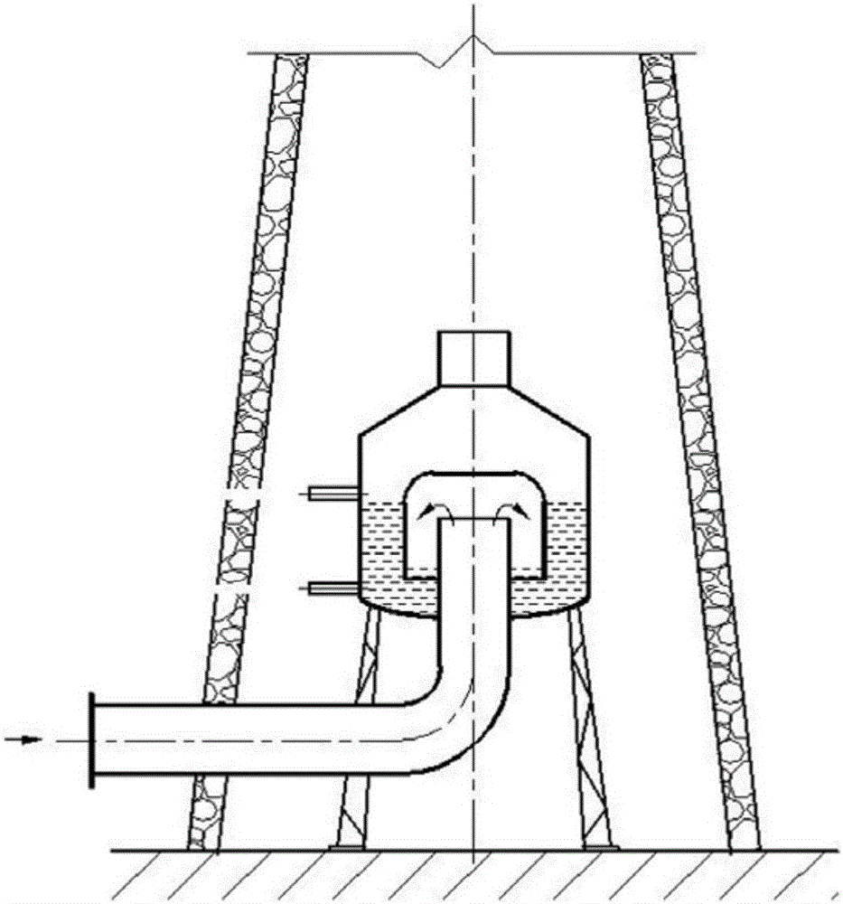 Water-sealed valve device arranged in chimney and use method for water-sealed valve device