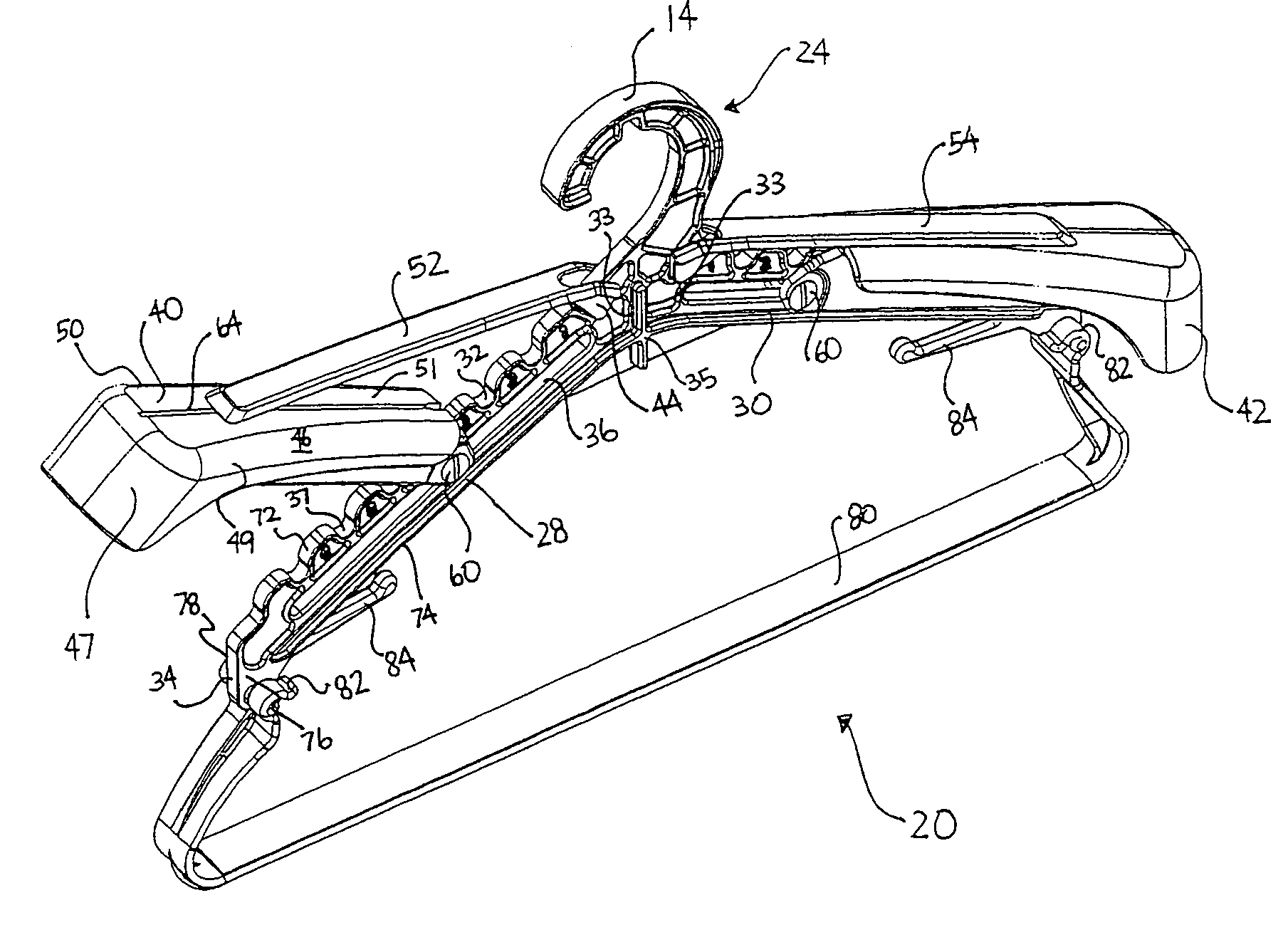 Adjustable clothes hanger