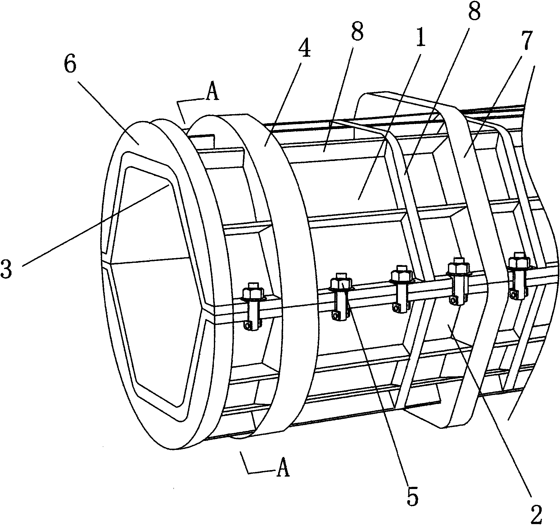 Centrifugal moulding mould used for manufacturing concrete hexagonal piles