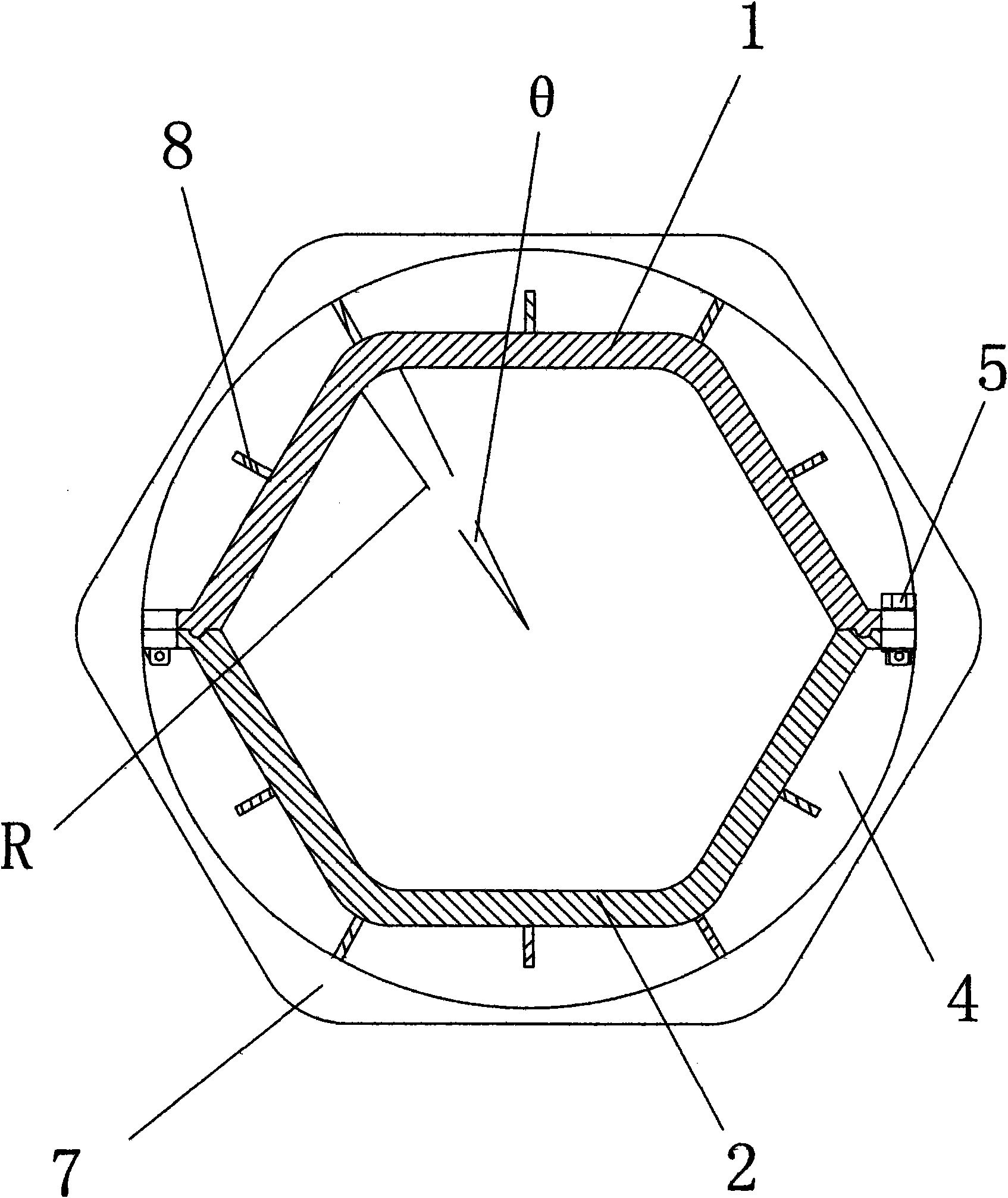 Centrifugal moulding mould used for manufacturing concrete hexagonal piles