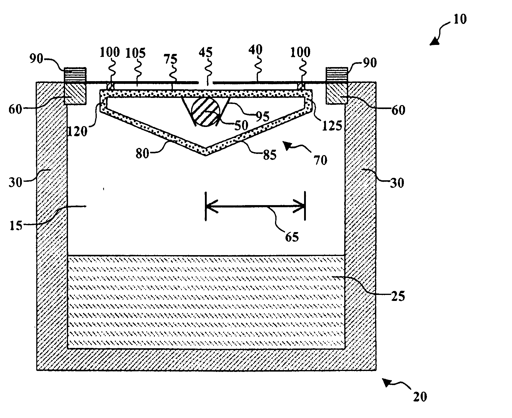 Vaporization source with baffle