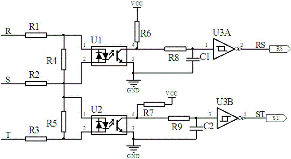 Three-phase power supply default phase and power failure detection system and braking method