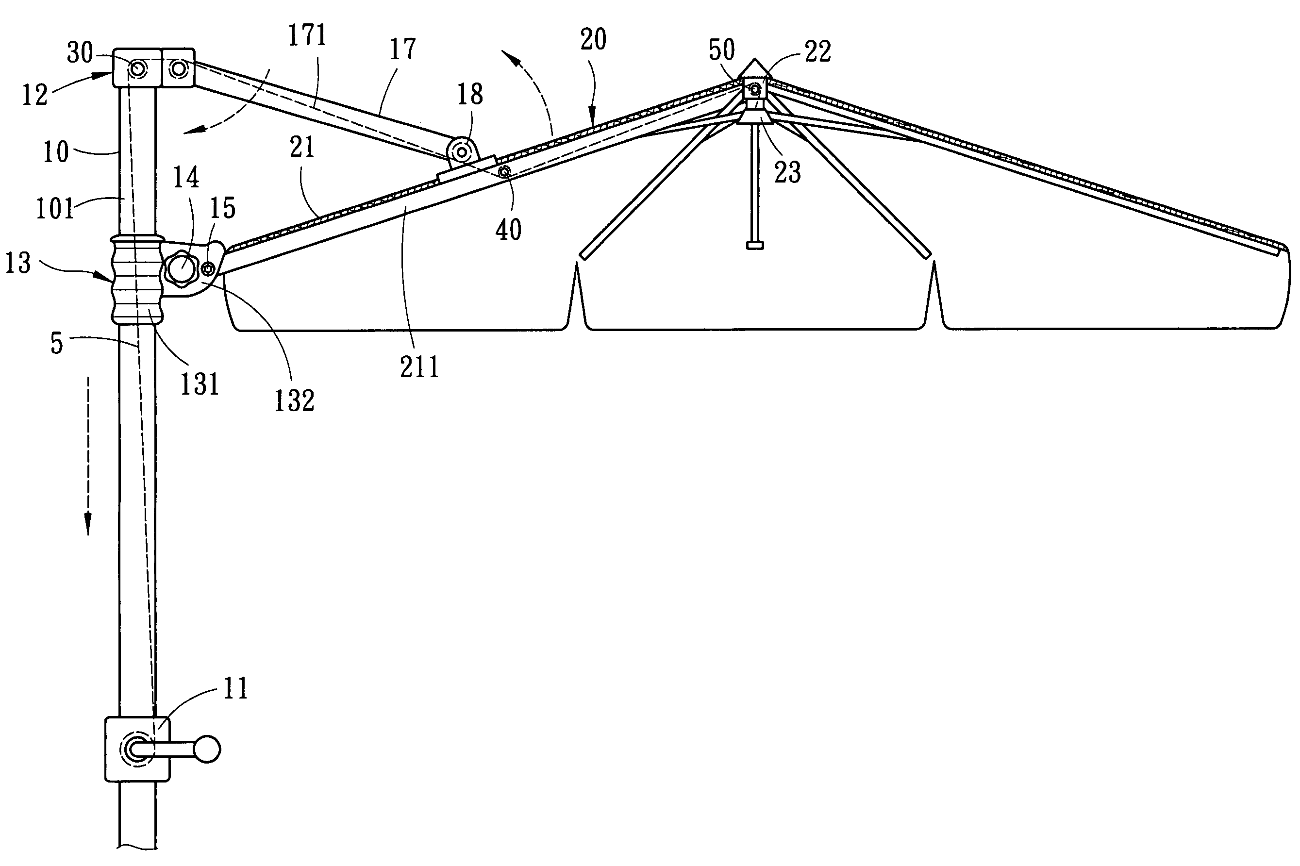 Side-supporting umbrella