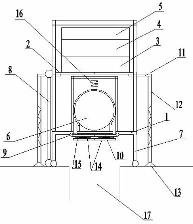 Intelligent hogging moment tensioning device for bottom die