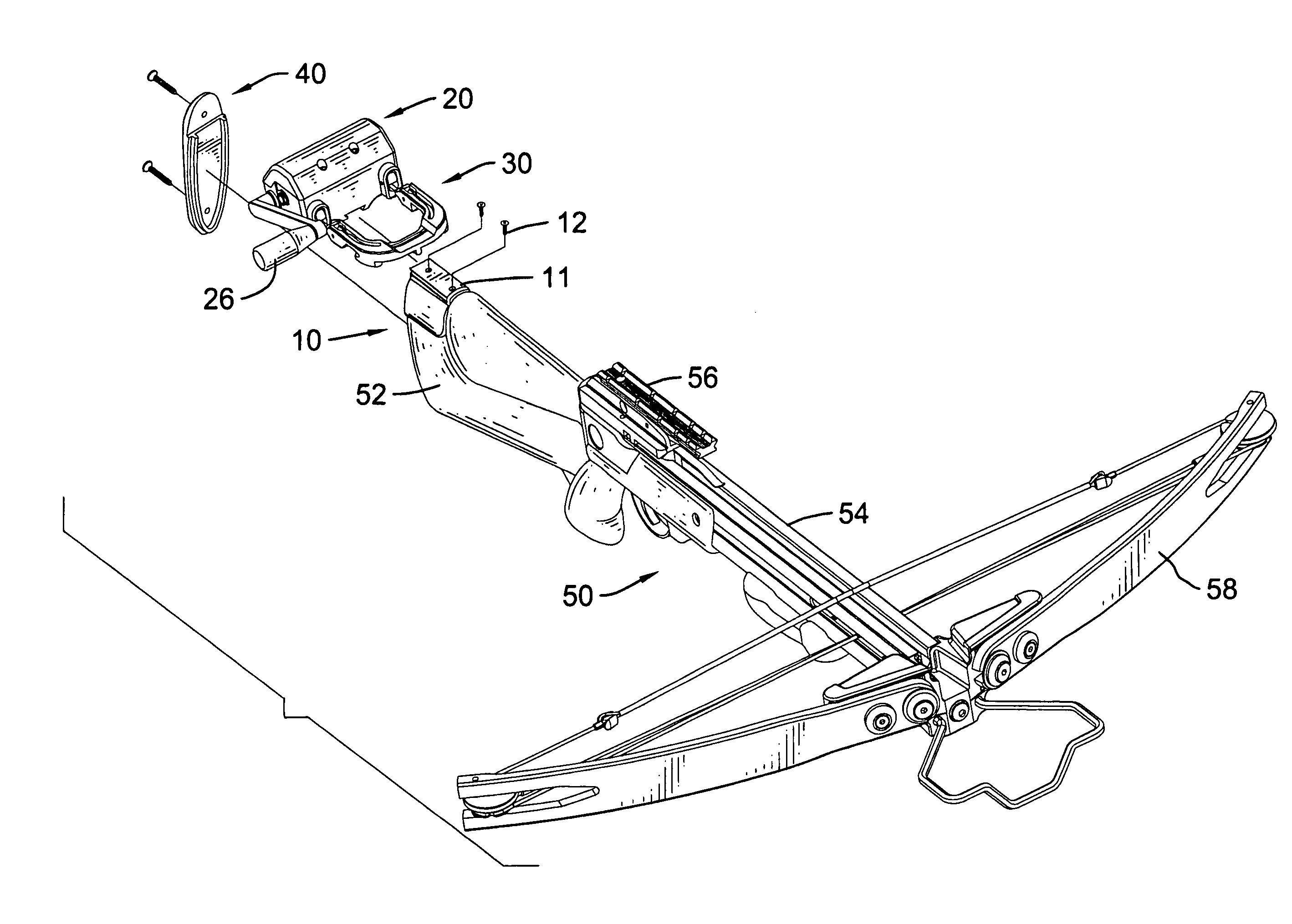 Bowstring drawing device for a crossbow