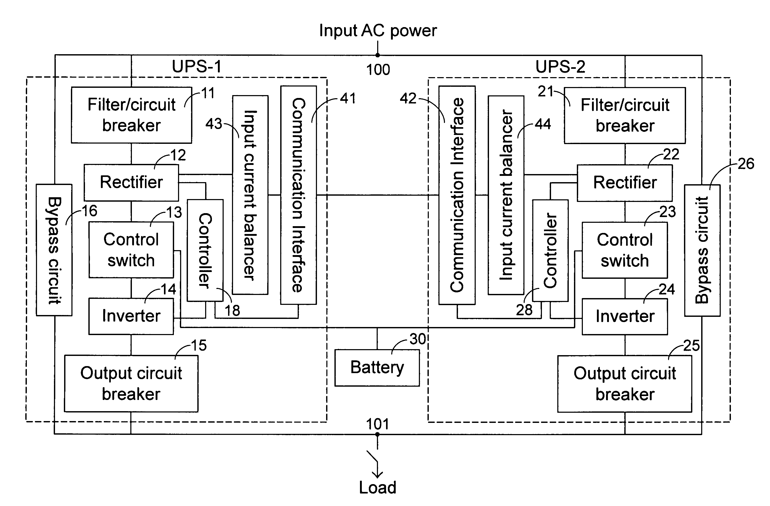 Emergent power supply system and method of achieving input current balance in such system