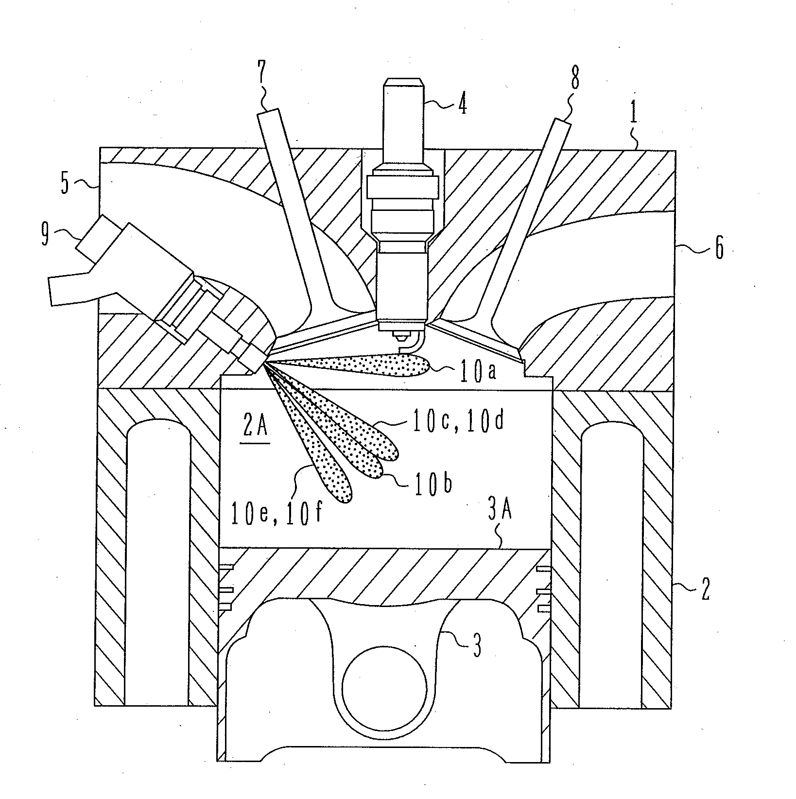 Direct Injection Internal Combustion Engine and Injector Used for Direct Injection Internal Combustion Engine