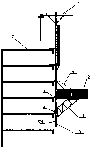 Climbing type material platform with gantry crane