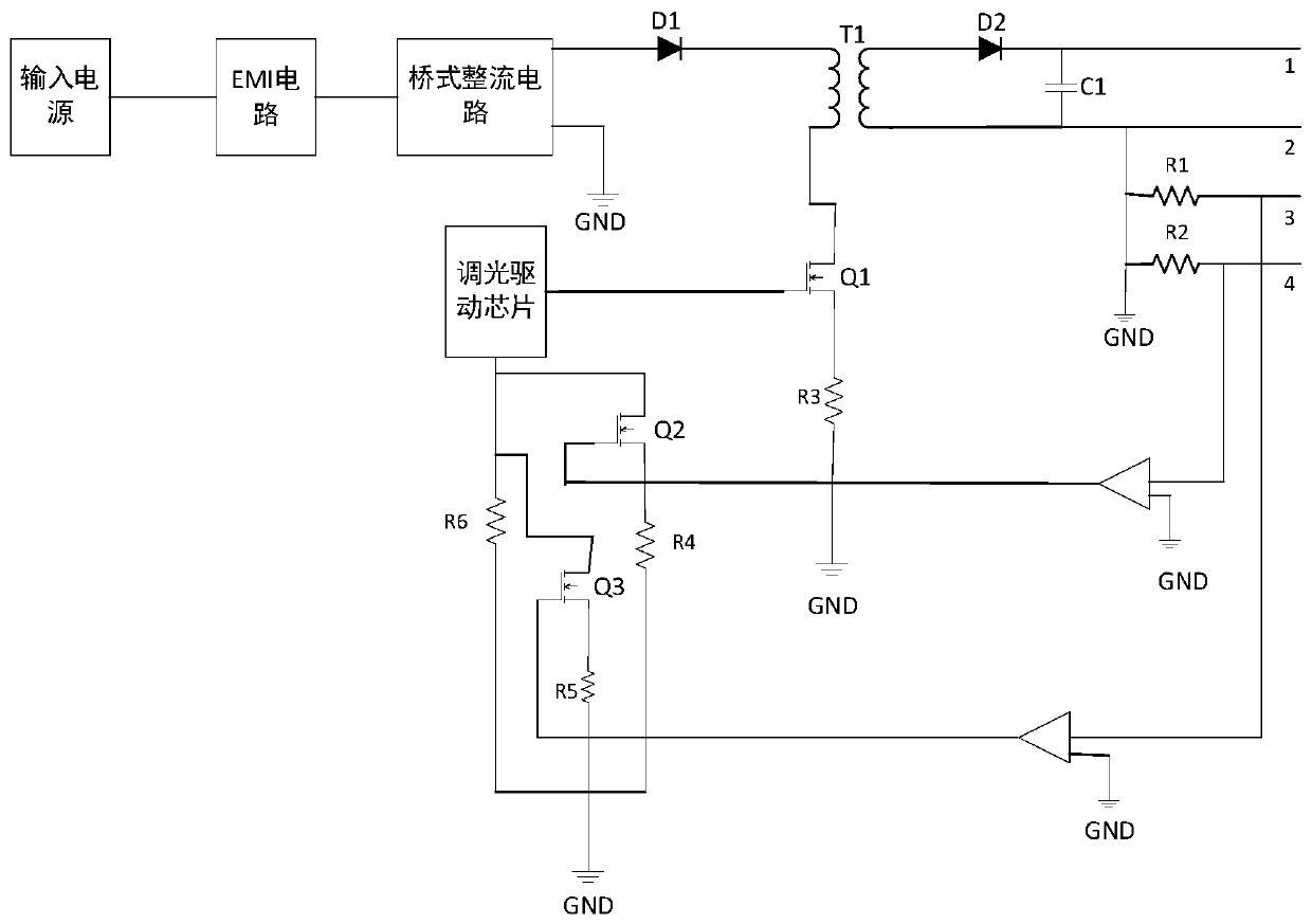 A drive circuit that selects the output current of the led through the jack