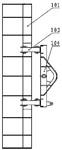 Front combined type snow removing device for snow removing vehicle