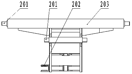 Front combined type snow removing device for snow removing vehicle