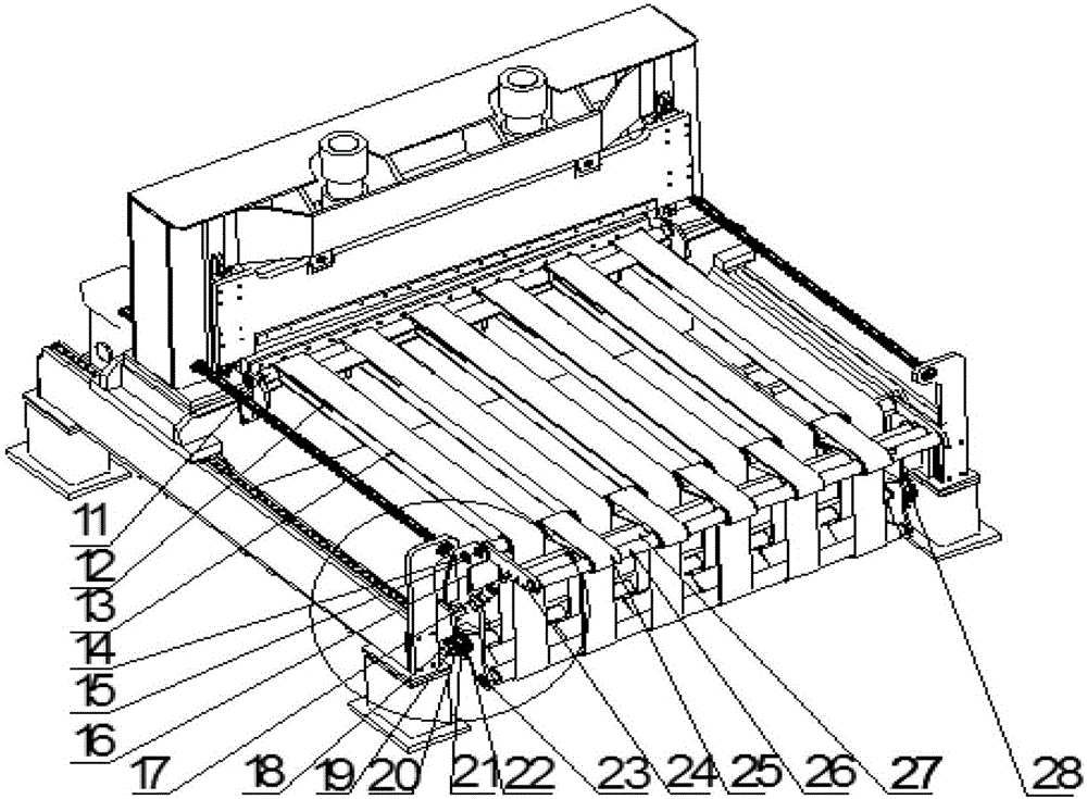 Tracking plate shearing machine for transverse plate shearing