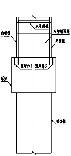 Engaged pile-double wall steel combined cofferdam connecting structure and construction operation technology