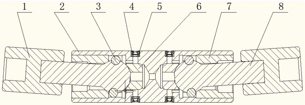 Universal joint connection device for sucker rod in inclined well section of surface-driven oil production screw pump well