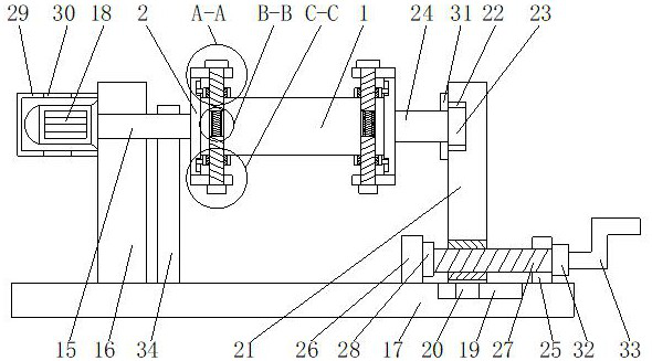 An easy-to-disassemble winding device for textile machinery