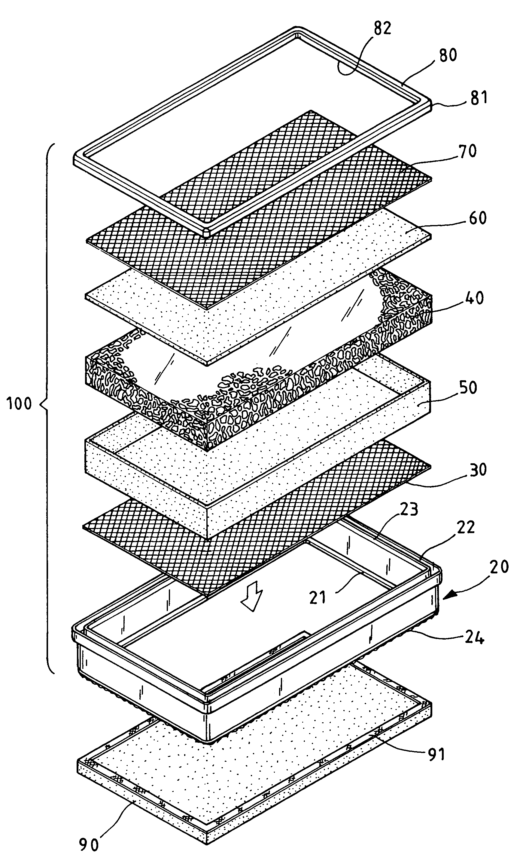 Apparatus with nano-sized platinum black and oxygen-rich ceramic powder for filtering the incoming air into an internal combustion engine