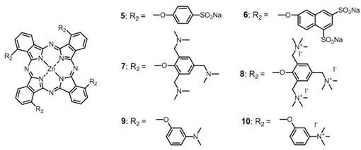 A kind of non-peripheral quaternary ammonium group modified zinc phthalocyanine and its preparation method and application