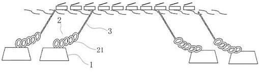 Anchoring device and anchoring method for overwater photovoltaic array