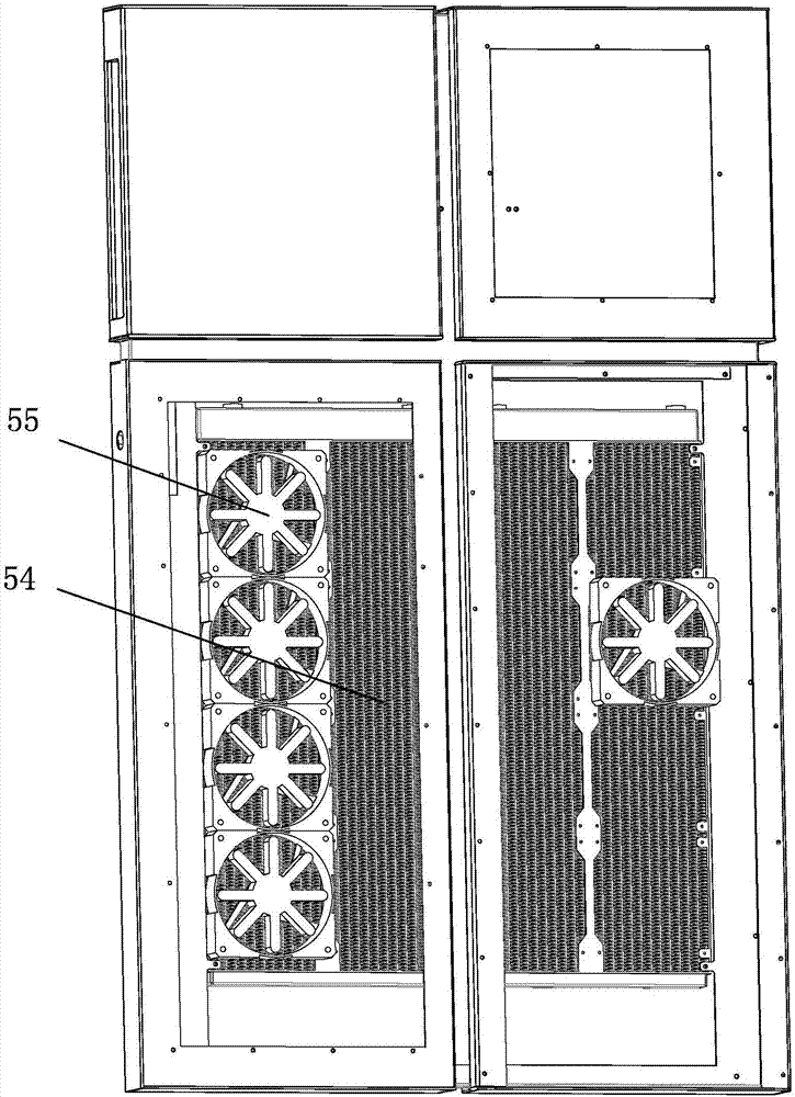 Heat dissipation device of mobile cabinet level server system and thermal management method of heat dissipation device