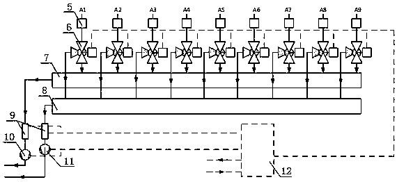 Flue section matrix type real-time synchronous on-line sampling analysis device and sampling method thereof