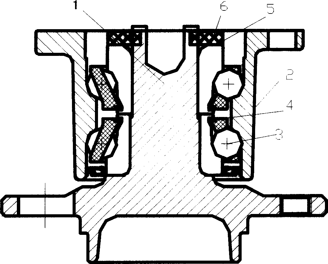 Inside and outside flange connecting apparatus for wheel hub bearing and manufacturing method thereof