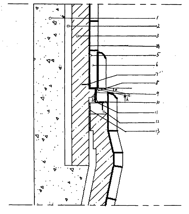 Sealing corrosion-resistant structure of expansion joint of brick lining chimney